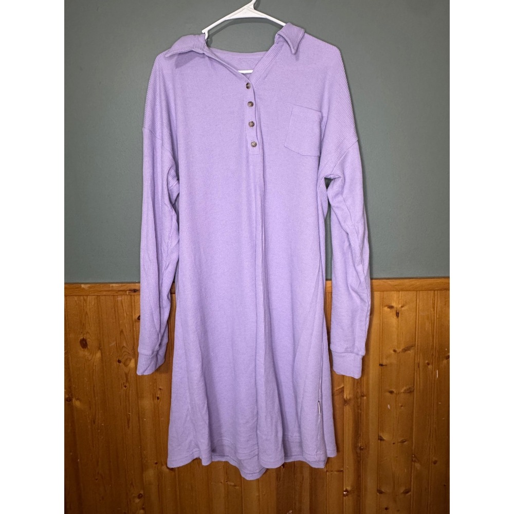 Remi and Friends Purple Long Sleeve Pajama sleep shirt‎ Xlg waffle knit